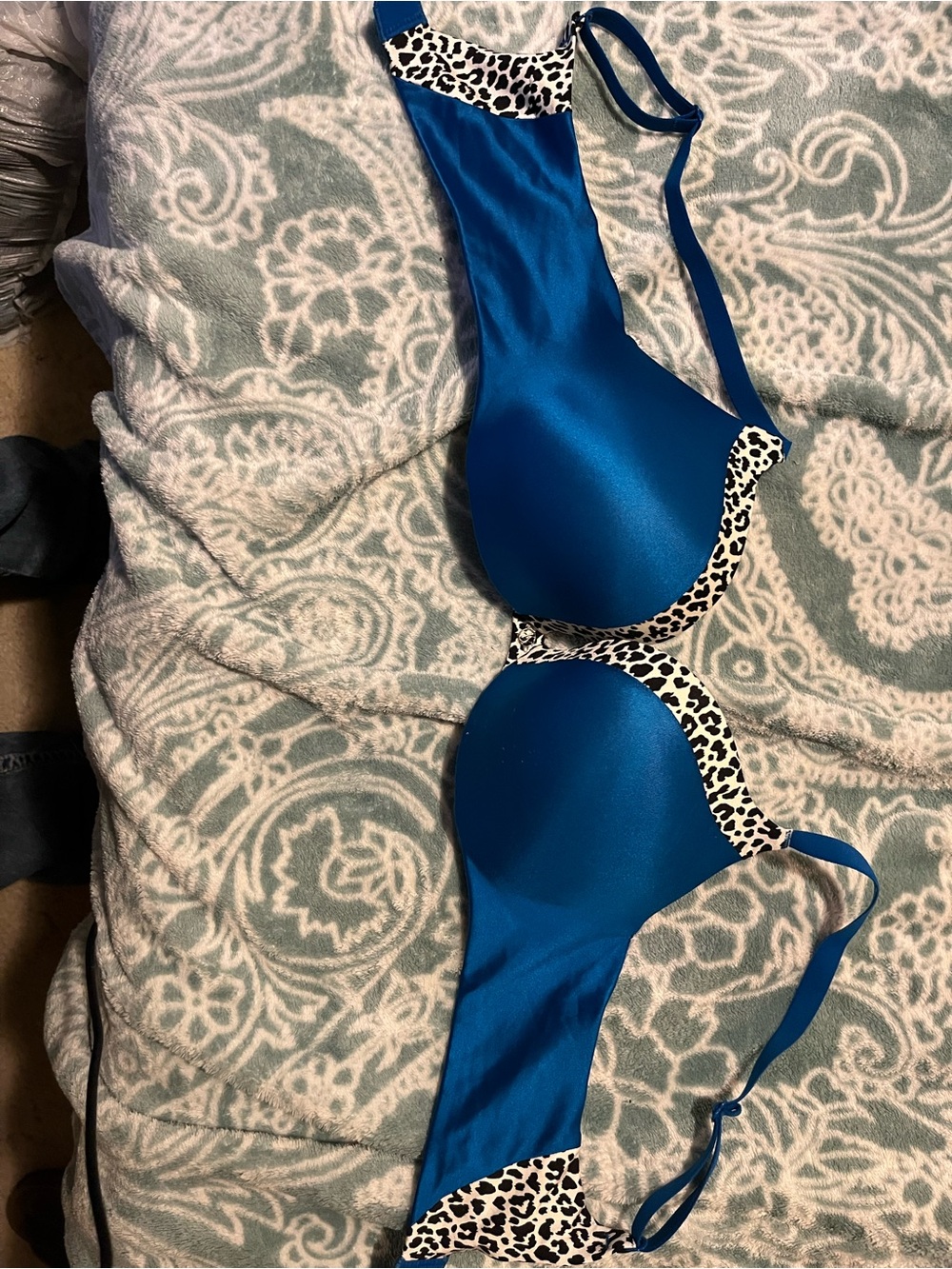 Victoria's Secret Royal Blue Bra with Leopard Trim